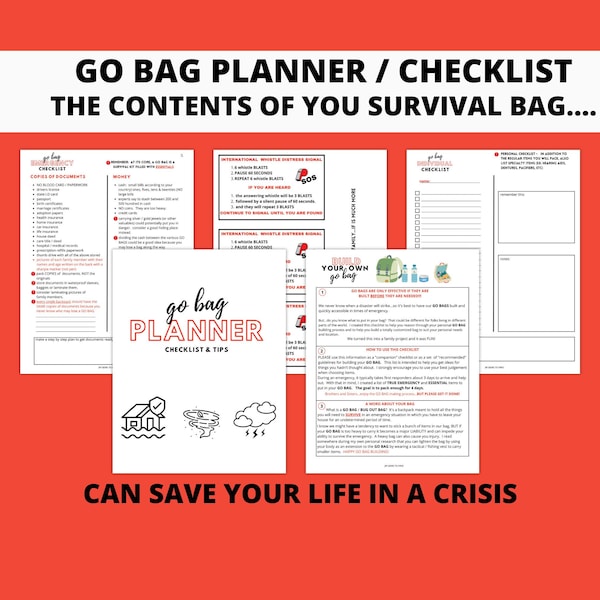 JW GO BAG - Printable Emergency Go Bag Checklist - Disaster Prep, Survival Go Bag - Printable Checklist - Instant Printable Downloadable pdf