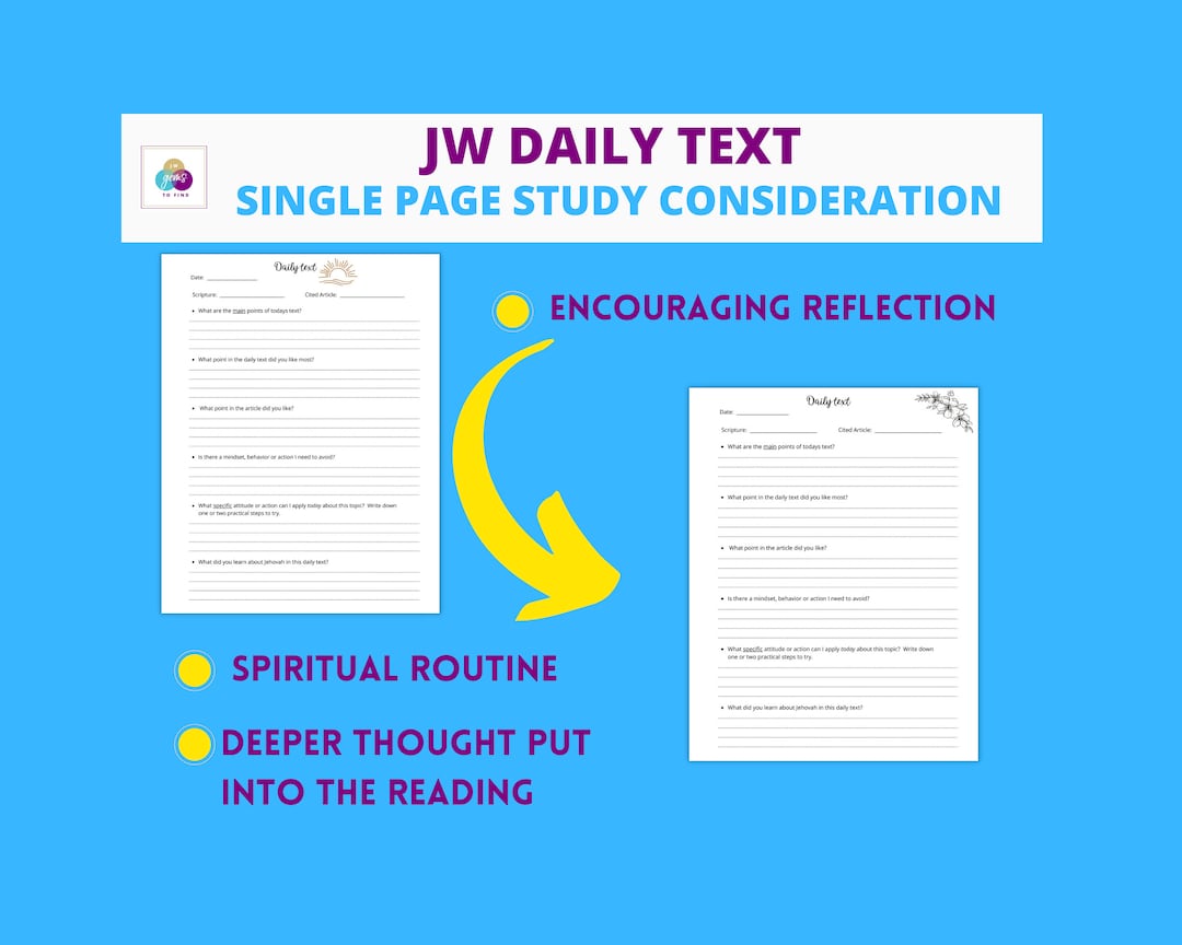 JW Daily Text Printable Worksheet for Jw's Personal Etsy