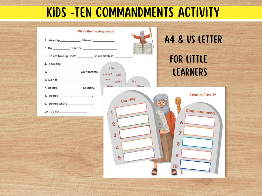 Ten Commandments Activity for Kids - JW Bible Learning Tool | Moses ...