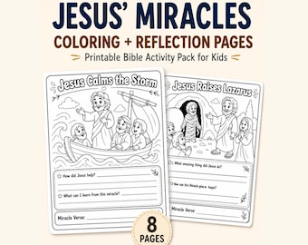 Jesus Miracles Coloring Pages, Inspired by the Jesus Movie,  Family Worship Printable, Jesus Reflection Worksheets, Bible Study for Kids