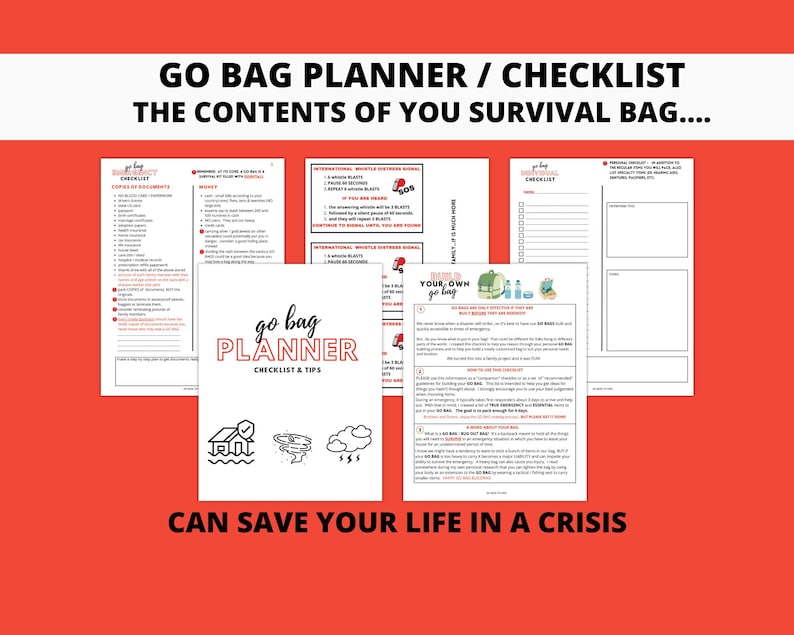 JW GO BAG Printable Emergency Go Bag Checklist Disaster Prep, Survival