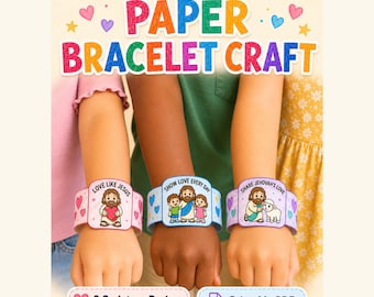 Jesus Teaches Us to Love Bracelet Craft, Kids Printable, Family Worship Activity, Bible Verse Craft, Assembly Convention Gift, Kids Party