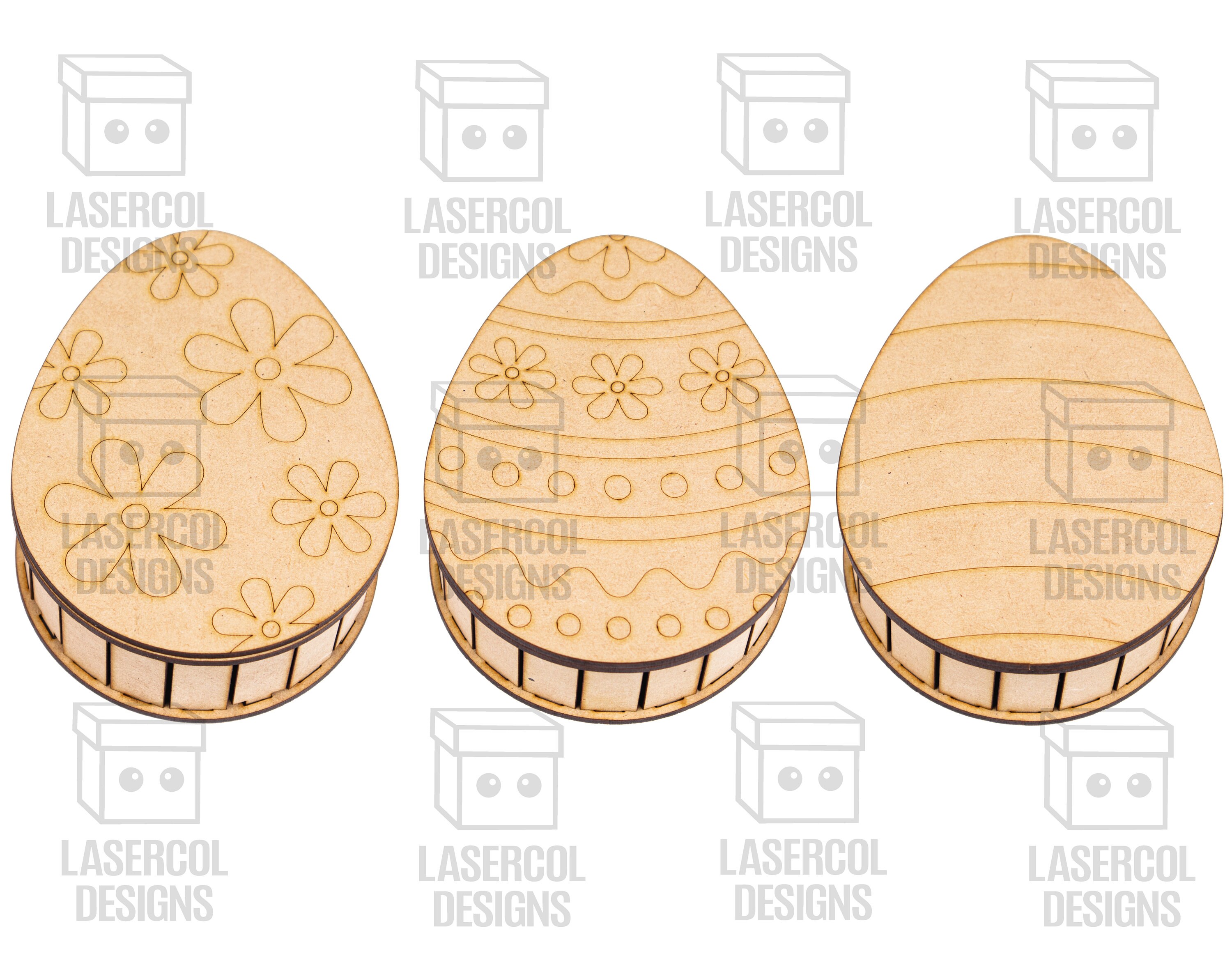 Easter Egg Gift Boxes 3 Sizes 12 Styles Laser Cut Files Etsy