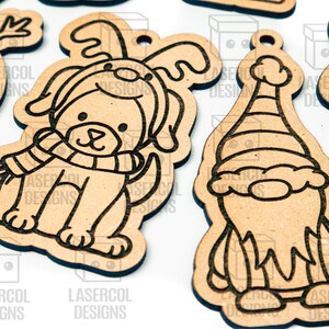 Christmas Ornaments Laser Cut Files SVGDXFPDFAi Glowforge Files Instant Download Christmas Characters Ornaments for Kids image 7