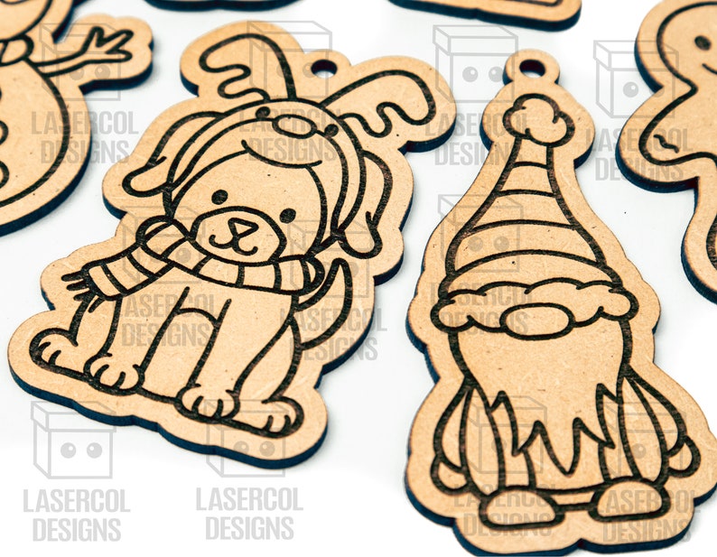 Christmas Ornaments Laser Cut Files SVGDXFPDFAi Glowforge Files Instant Download Christmas Characters Ornaments for Kids image 7