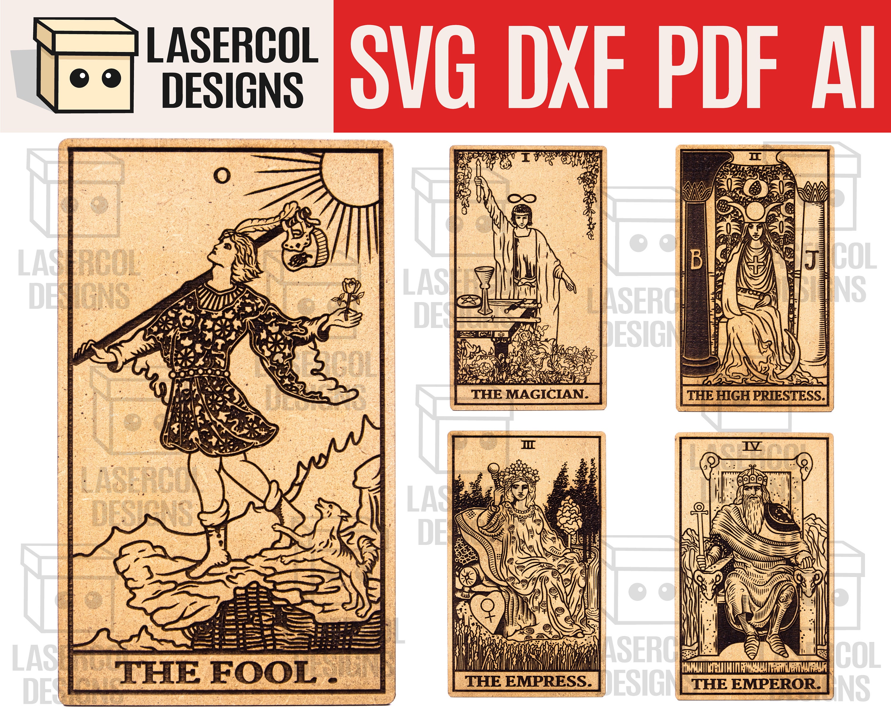 5 Tarot Cards set 1 Laser Cut Files Svgdxfpdfai Etsy Canada