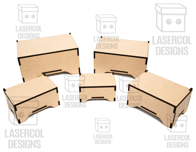 Boxes 8 Sizes Set 8 Laser Cut Files Svgdxfpdfai Etsy