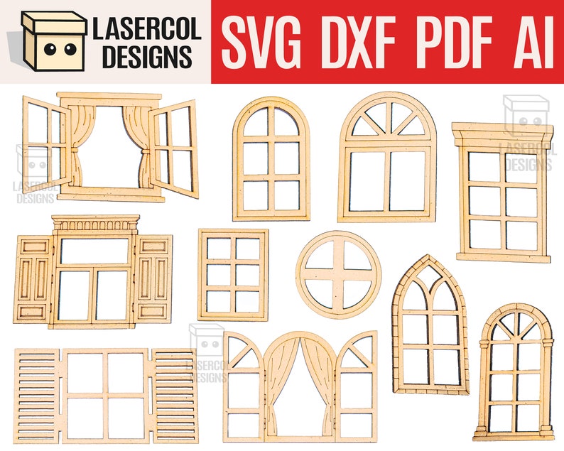 Windows Cut Outs Laser Cut Files Svgdxfpdfai Etsy
