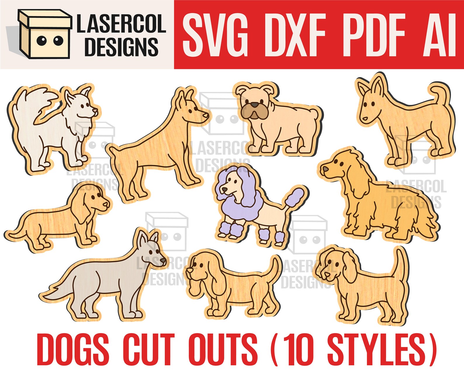 Dogs Cut Outs Laser Cut Files Svgdxfpdfai Glowforge - Etsy
