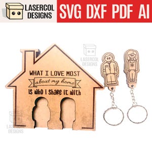 Sleutelhouder aan de muur - lasergesneden bestanden - SVG + DXF + pdf - Glowforge-bestanden - direct downloaden