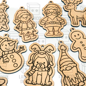 Christmas Ornaments Laser Cut Files SVGDXFPDFAi Glowforge Files Instant Download Christmas Characters Ornaments for Kids image 5