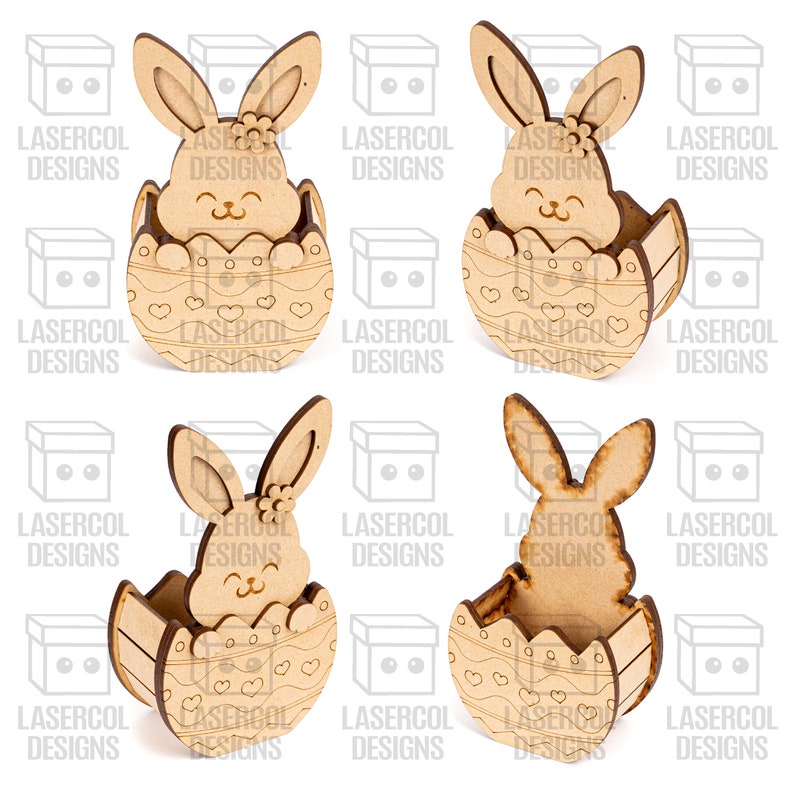 Easter Bunny Egg Basket 5 Styles Laser Cut Files Glowforge Files SVGDXFPDFAi Instant Download Easter Gift Box image 6