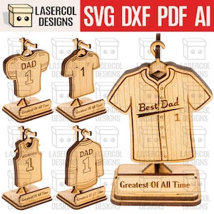 Vaderdagcadeau sportjersey plaque trofee voor papa - lasergesneden bestanden - SVG + DXF + pdf - Glowforge-bestanden - direct downloaden - voetbal