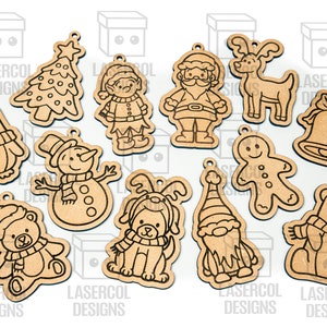 Christmas Ornaments Laser Cut Files SVGDXFPDFAi Glowforge Files Instant Download Christmas Characters Ornaments for Kids image 10