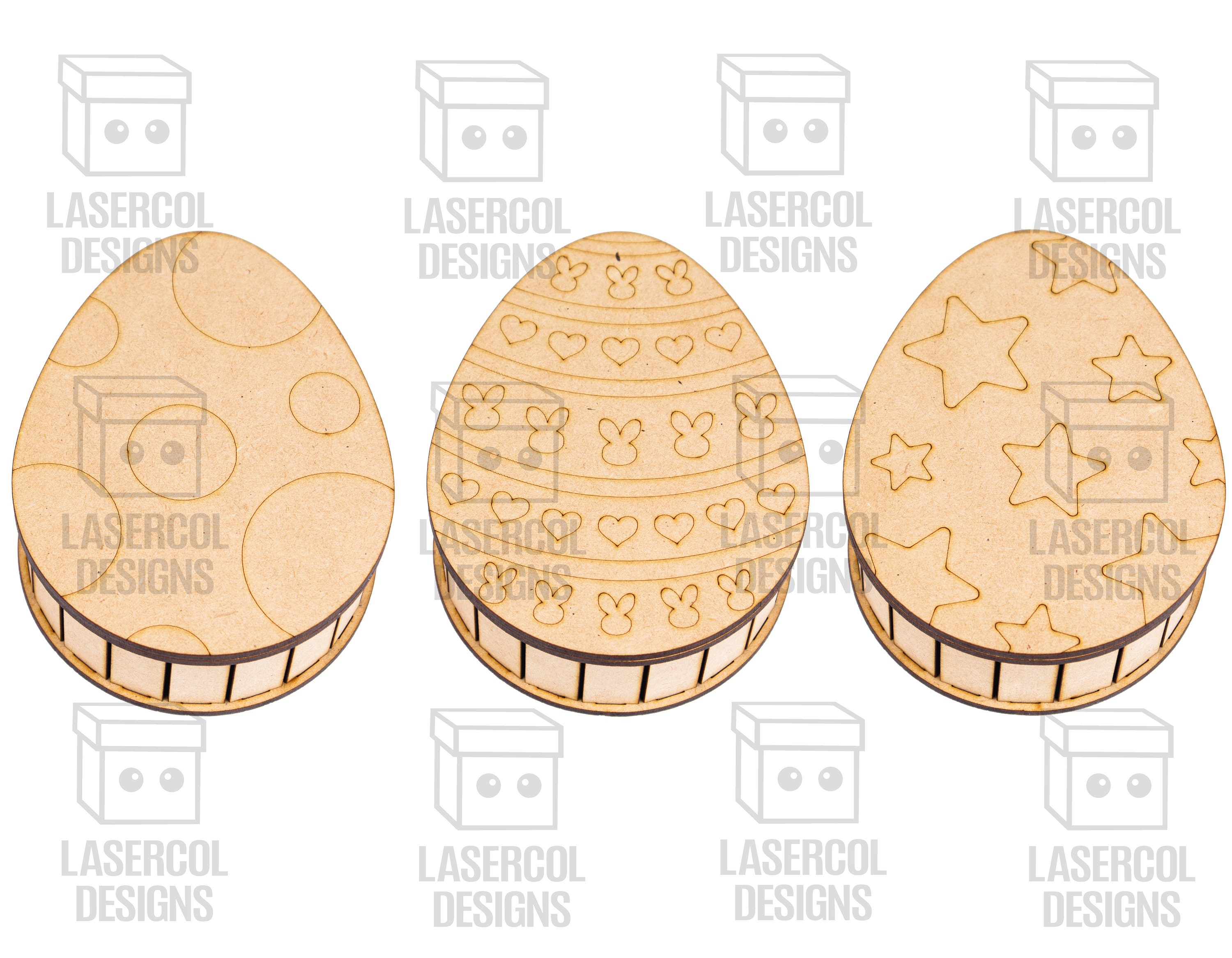Easter Egg Gift Boxes 3 Sizes 12 Styles Laser Cut Files Etsy
