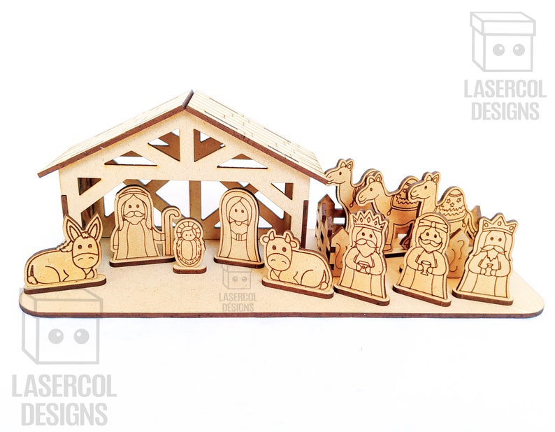 Nativity Scene Christmas Gift Laser Cut Files SVGDXFPDFAi Glowforge Files Instant Download Pesebre Nacimiento image 2
