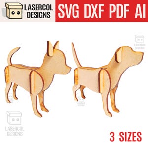 Puzzle 3D di cani (3 dimensioni) Set 2 - File tagliati al laser - SVG+DXF+PDF - File Glowforge - Download immediato