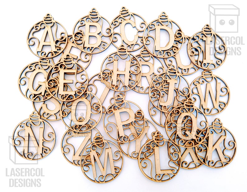 Download Monogram Christmas Ornament Laser Cut Files SVGDXFPDFAi | Etsy