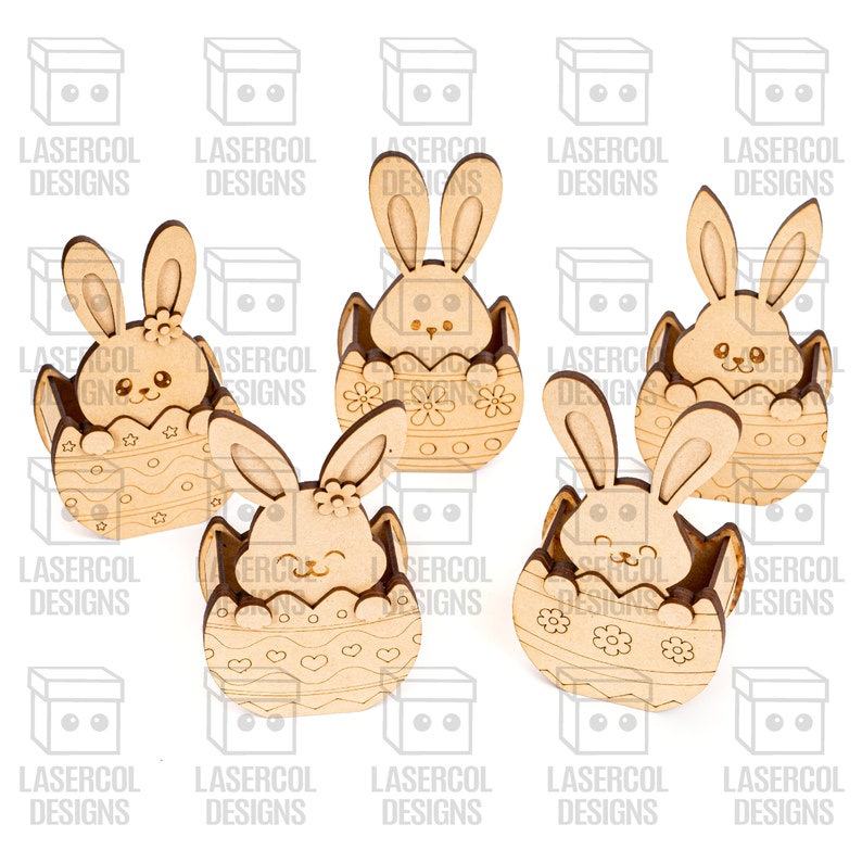 Easter Bunny Egg Basket 5 Styles Laser Cut Files Glowforge Files SVGDXFPDFAi Instant Download Easter Gift Box image 7