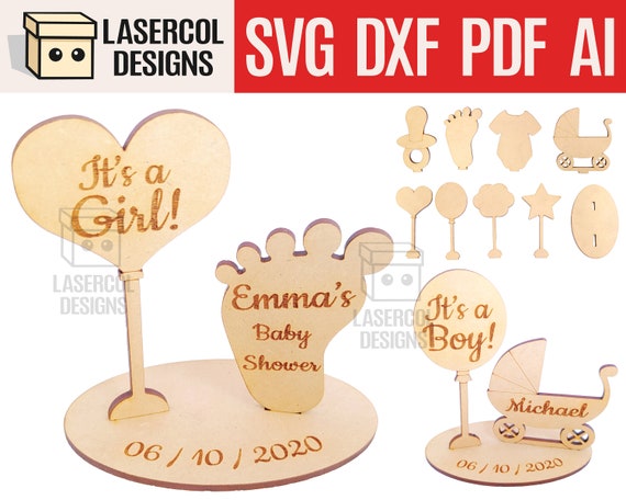 Baby Shower Gift Laser Cut Files SVGDXFPDFAi Glowforge | Etsy