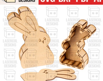 Easter Bunny Boxes Set (2 Sizes) - Laser Cut Files -Glowforge Files - SVG+DXF+PDF+Ai  - Instant Download - Ostern Box