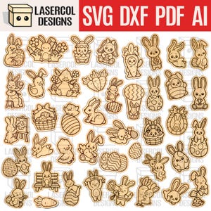 Oster Cutouts/Paint Kit Bundle (Set 1-2-3-4) - Laser Cut Files - SVG+DXF+PDF - Glowforge Files - Instant Download - Osterhase