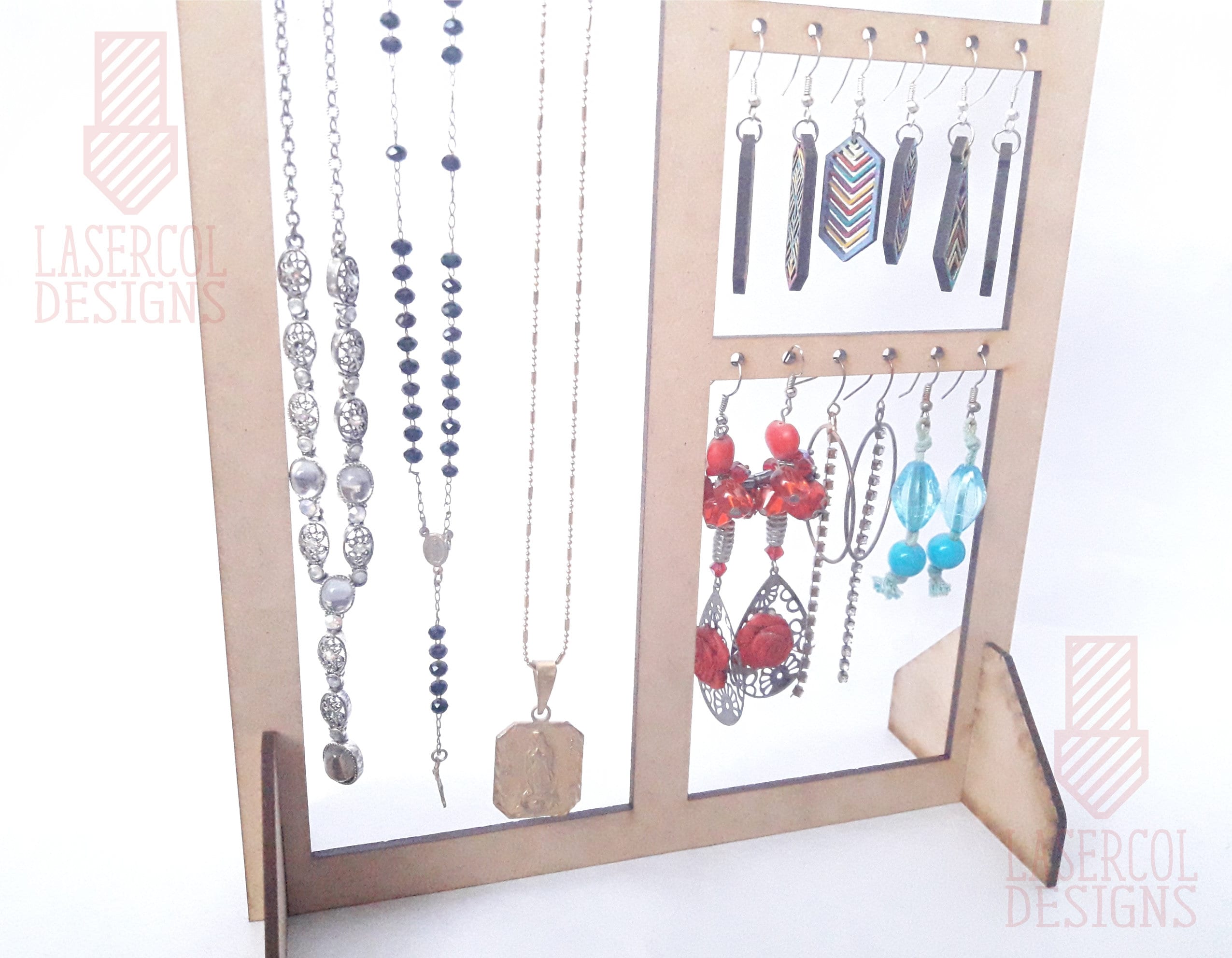 Earring Necklace Holder Stand Laser Cut Files Etsy