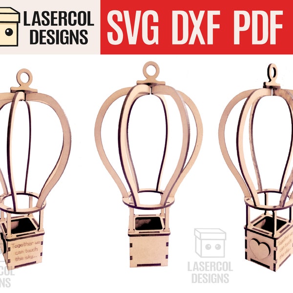 Mongolfiera - Laser Cut Files - SVG-DXF-PDF-Ai - Glowforge Files - Download istantaneo