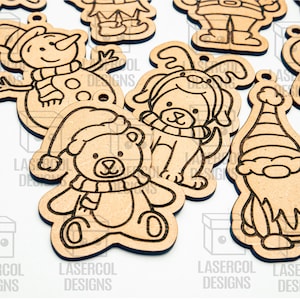 Christmas Ornaments Laser Cut Files SVGDXFPDFAi Glowforge Files Instant Download Christmas Characters Ornaments for Kids image 9