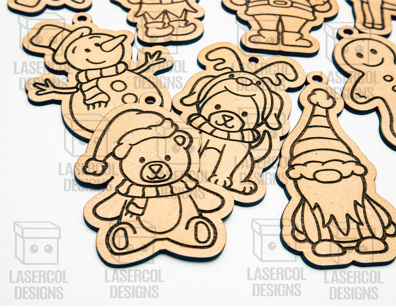 Christmas Ornaments Laser Cut Files SVGDXFPDFAi Glowforge Files Instant Download Christmas Characters Ornaments for Kids image 9