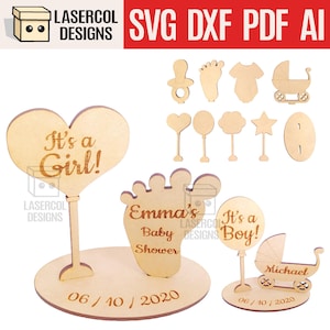 Babypartygeschenk- Laser Cut Dateien - SVG+DXF+PDF - Glowforge Files - Instant Download