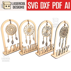 Łapacz snów na stojaku - Pliki cięte laserowo - SVG+DXF+PDF - Pliki Glowforge - Natychmiastowe pobranie