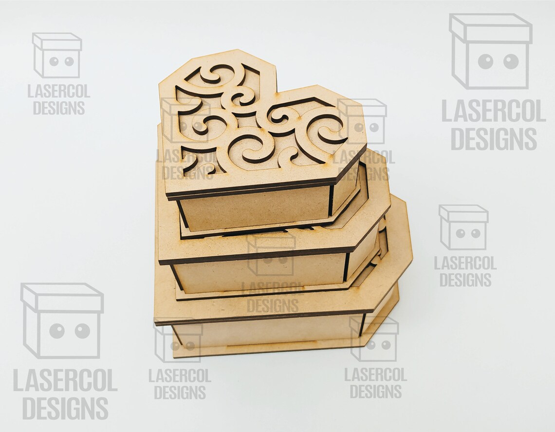 Heart Shaped Box Set 2 5 Styles 3 Sizes Laser Cut Files Etsy