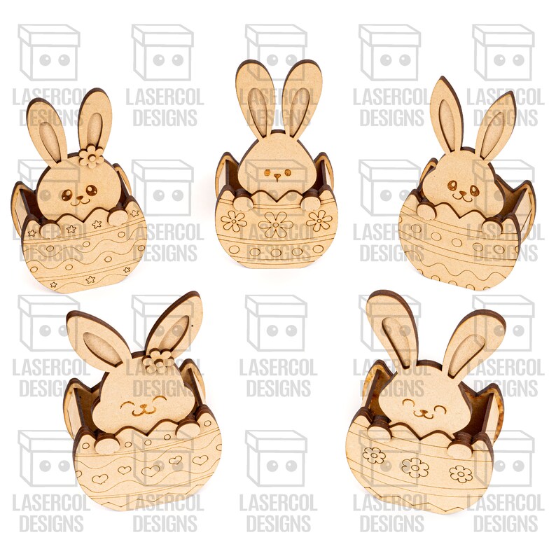 Easter Bunny Egg Basket 5 Styles Laser Cut Files Glowforge Files SVGDXFPDFAi Instant Download Easter Gift Box image 8