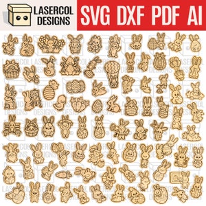 Osterhase DIY Paint Kit +80 Bundle - Laser Cut Files Glowforge SVG+DXF+Pdf - Instant Download - Ostern Sets (1-2-3-4-5-6-7-8) Ausschnitte