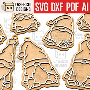Lebkuchen-Zwerge Weihnachtsschmuck (10 Styles) - Laser Schnitt Dateien - SVG+DXF+PDF - Glowforge Files - Instant Download