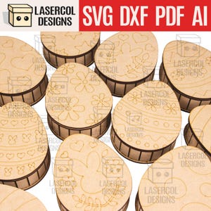 Osterei Geschenkboxen (3 Größen, 12 Stile) - Laser Schnitt Dateien - SVG+DXF+PDF - Glowforge Dateien - Sofortiger Download