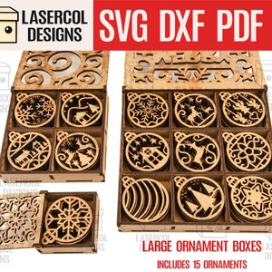 Large Ornaments Boxes - Laser Cut Files - SVG+DXF+PDF+Ai - Glowforge Files - Instant Download