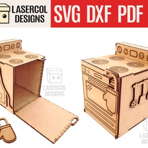 Oven Shaped Box - Laser Cut Files - SVG+DXF+PDF+Ai - Glowforge Files - Instant Download