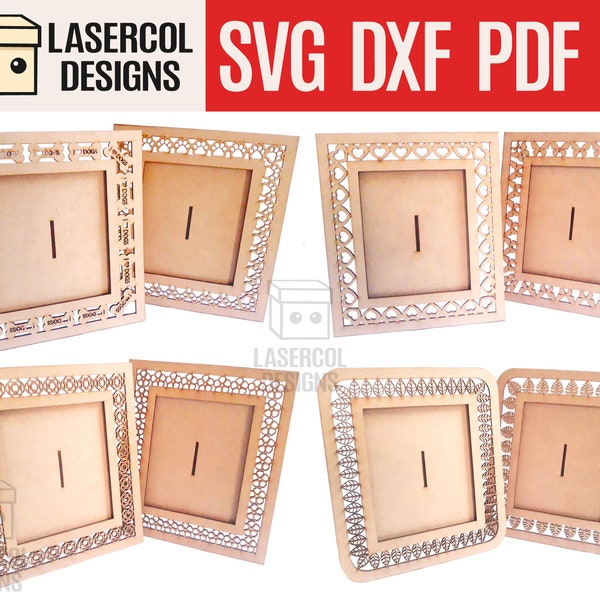 Photo frame Bundle (eight Styles) - Laser Cut Files - SVG+DXF+PDF+Ai - Glowforge Files - Instant Download