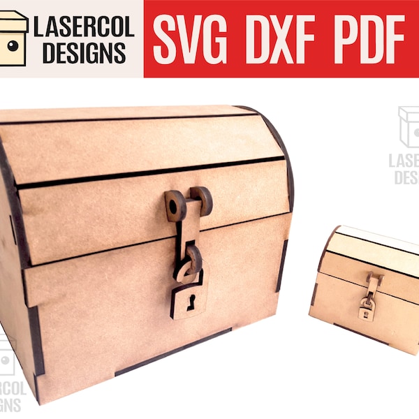 Skrzynia pudełkowa (dwa rozmiary) - Pliki wycinane laserowo - SVG+DXF+PDF+Ai - Natychmiastowe pobieranie