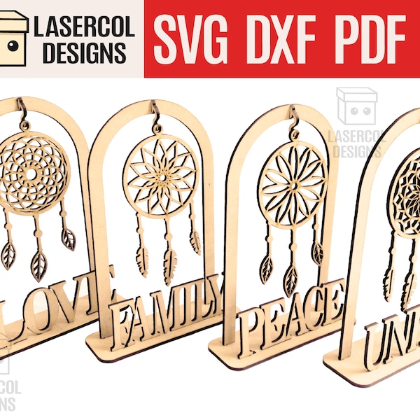Dreamcatcher na stojaku - Pliki wycinane laserowo - SVG+DXF+PDF+Ai - Glowforge Files - Instant Download
