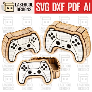 Controller vormige dozen set 1 (3 maten) - lasergesneden bestanden SVG - Glowforge-bestanden - Vaderdag geschenkdoos - gaming - vader gamer - SVG+DXF+Pdf