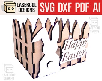 Cestino recinzione pasquale - File tagliati al laser - SVG+DXF+PDF+Ai - Download istantaneo