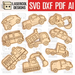 Cars Paint Kit DIY Cut Outs - Lasergesneden bestanden - Glowforge-bestanden - SVG + DXF + pdf - direct downloaden - kinderbestanden