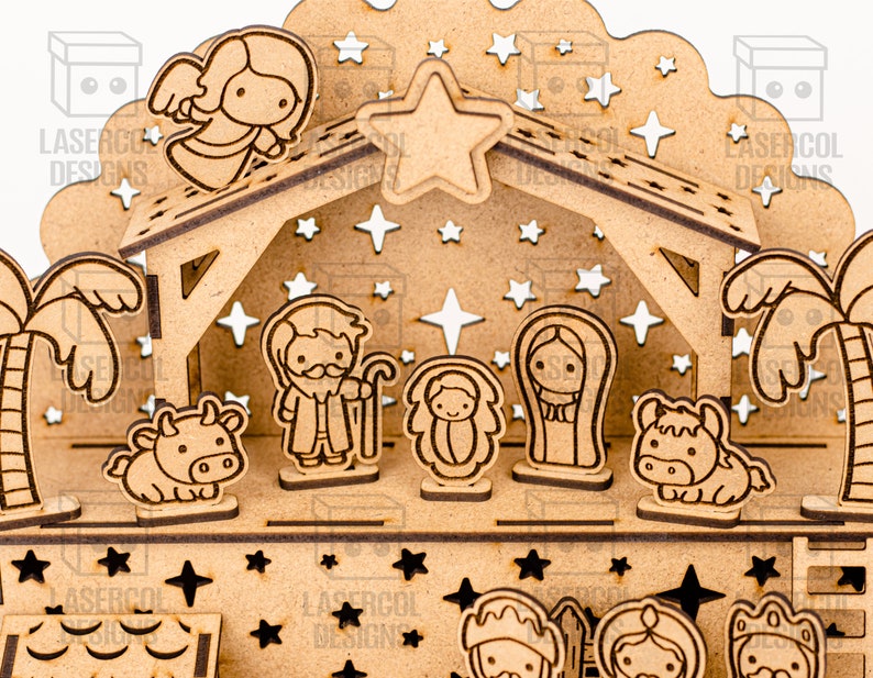 Nativity Scene Christmas Gift Laser Cut Files Etsy