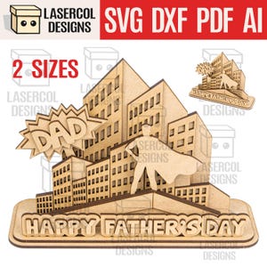 Comic Geschenkschild Vatertag (2 Größen) - Laser Cut Files - Glowforge SVG + DXF + PDF - Sofort Download