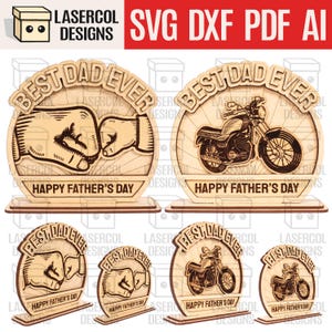 Vaderdagcadeau plaquettebundel (set 1-2) - lasergesneden bestanden - SVG + DXF + pdf - Glowforge-bestanden - direct downloaden