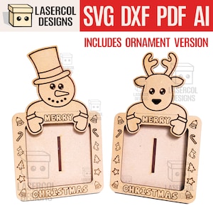 Weihnachten Fotorahmen Ornamente DIY Set 2 - Laser Cut Files - SVG+DXF+Pdf - Glowforge Files - Instant Download