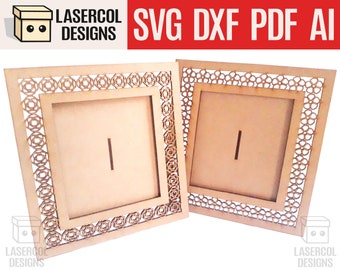 Photo frame (Two Styles) Set 3 - Laser Cut Files - SVG+DXF+PDF+Ai - Glowforge Files - Instant Download